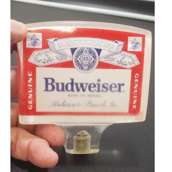 Vintage 70'S BUDWEISER KING OF BEERS short Clear Lucite Acrylic beer tap handle - Picture 3 of 8